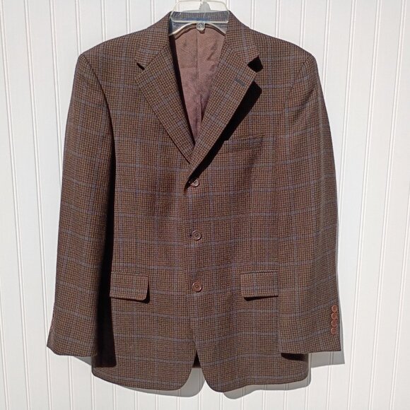 DANIEL CREMIEUX Blazer Mens 38S Brown Sport Coat Jacket Classic Houndstooth Vtg - Picture 15 of 15